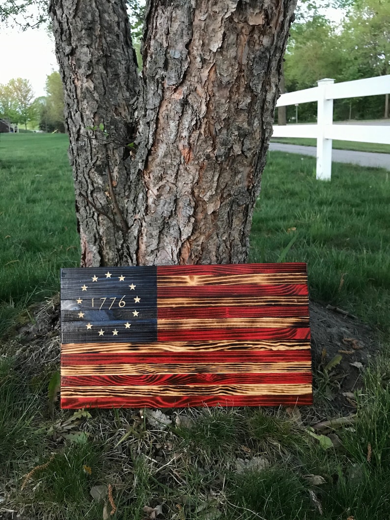 Rustic Wooden American Flag Hand Carved American Wooden Flag Etsy