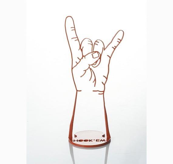 Hook Em hand sculpture for desk top