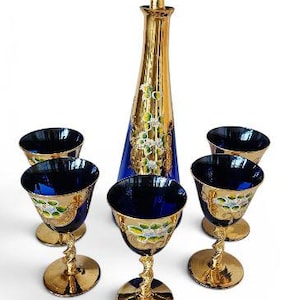 Murano Glass Decanter Blue Gold - Etsy