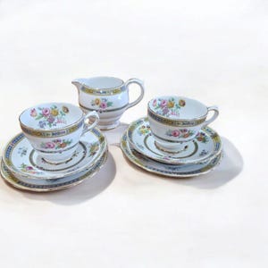 Juego de té de porcelana fina GROSVENOR de Jackson & Gosling para 2 (7 piezas)