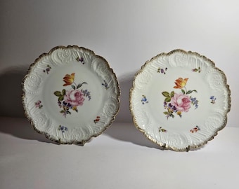 Vintage Leonard Vienna Austria 12cm plates with roses and gold embossing