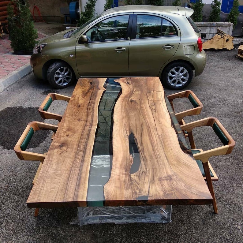 Walnut Ultra Clear Epoxy Resin Table Etsy