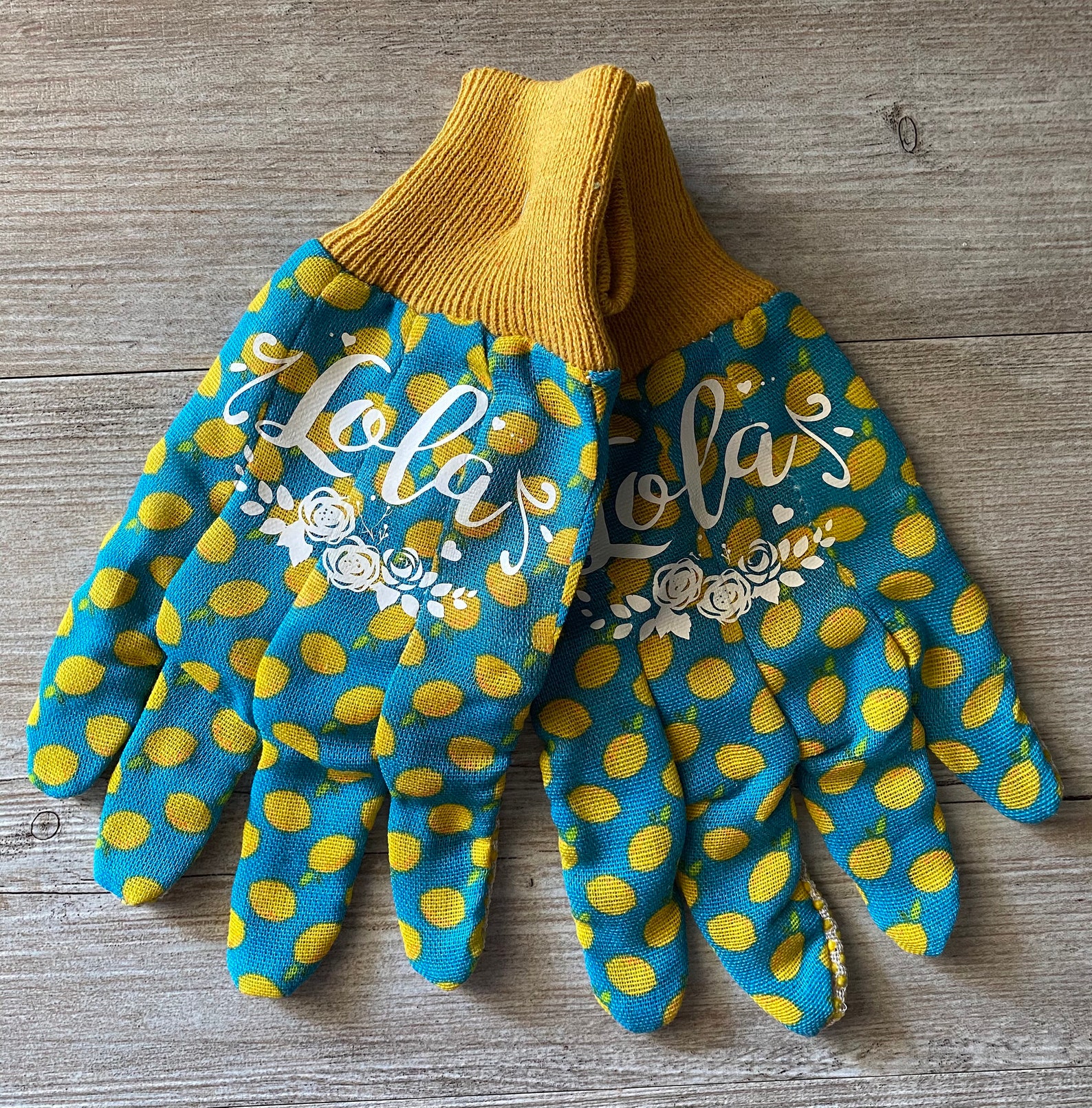 Personalized Print Fabric Gardening Gloves Etsy