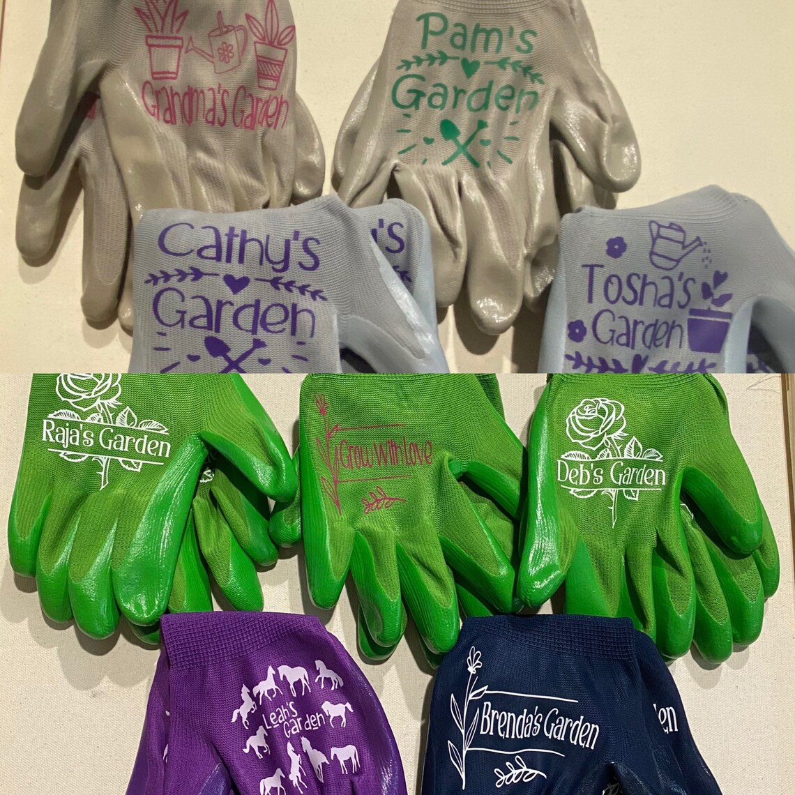 Personalized Nitrile Grip Gardening Gloves Etsy