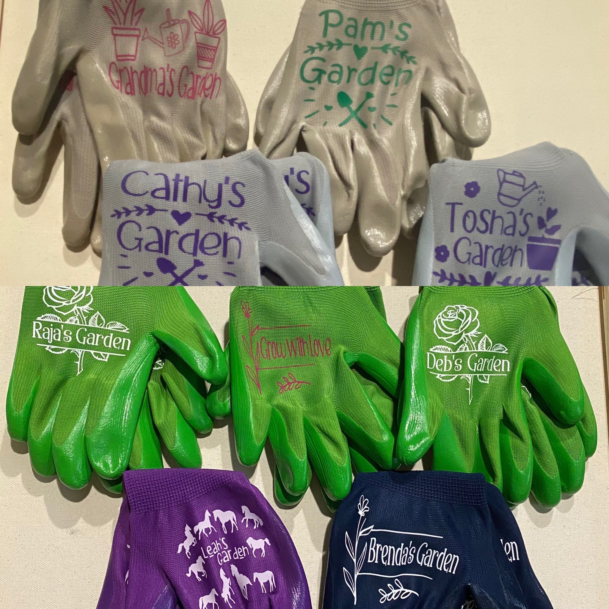 Personalized Nitrile Grip Gardening Gloves Etsy