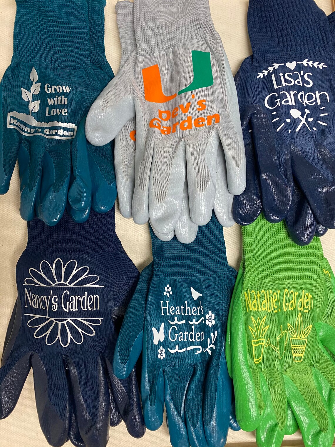 Personalized Nitrile Grip Gardening Gloves Etsy