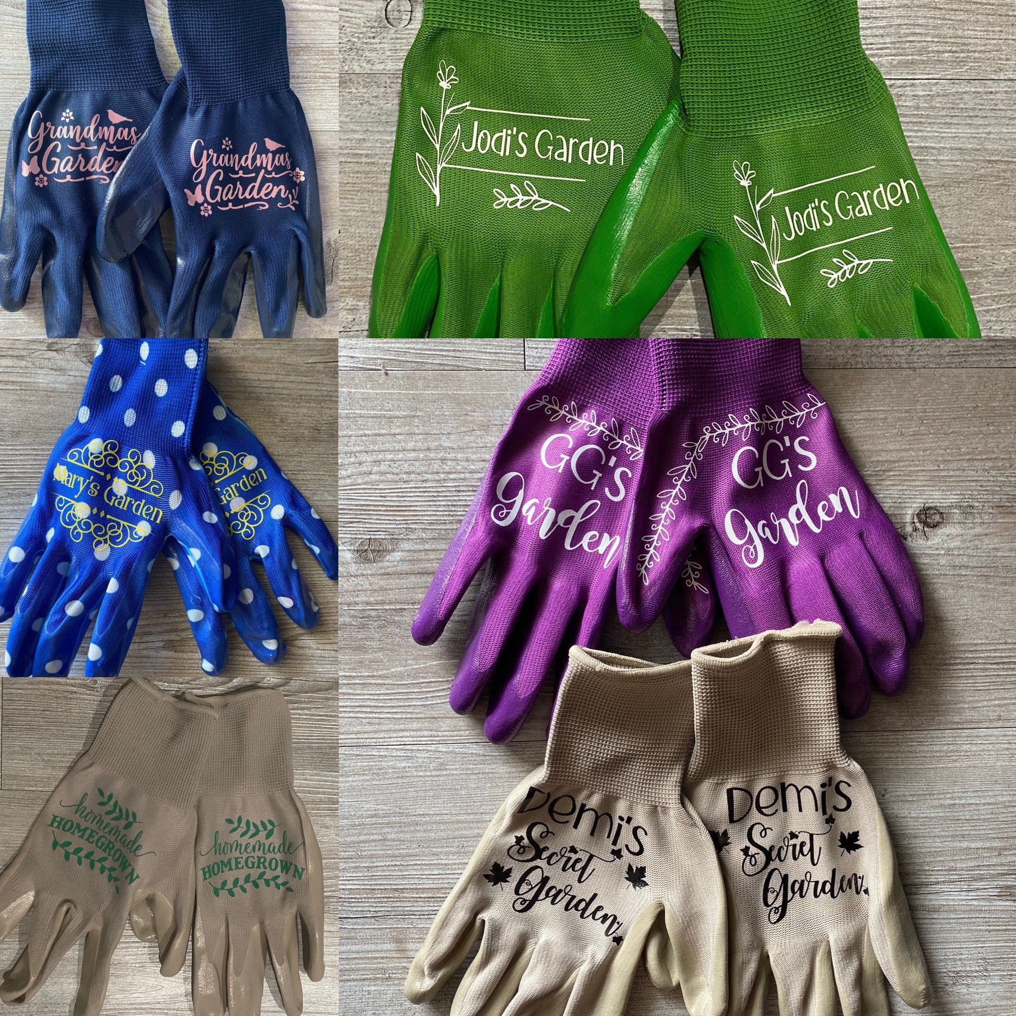 Personalized Nitrile Grip Gardening Gloves Etsy