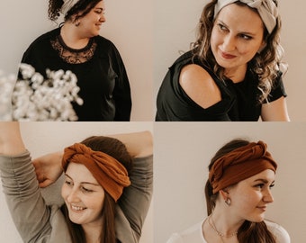 Haarband aus Musselin in Naturtönen  // Turban Haarband Damen  //  Stirnband zum binden // Festival Accessoires //