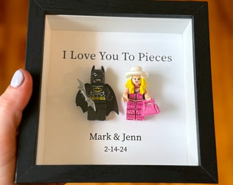 I Love You To Pieces: Personalized Mini-Figure Shadow Box - Valentine's Day, Anniversary, LOVE, Birthday, Just Because, Customized Gift