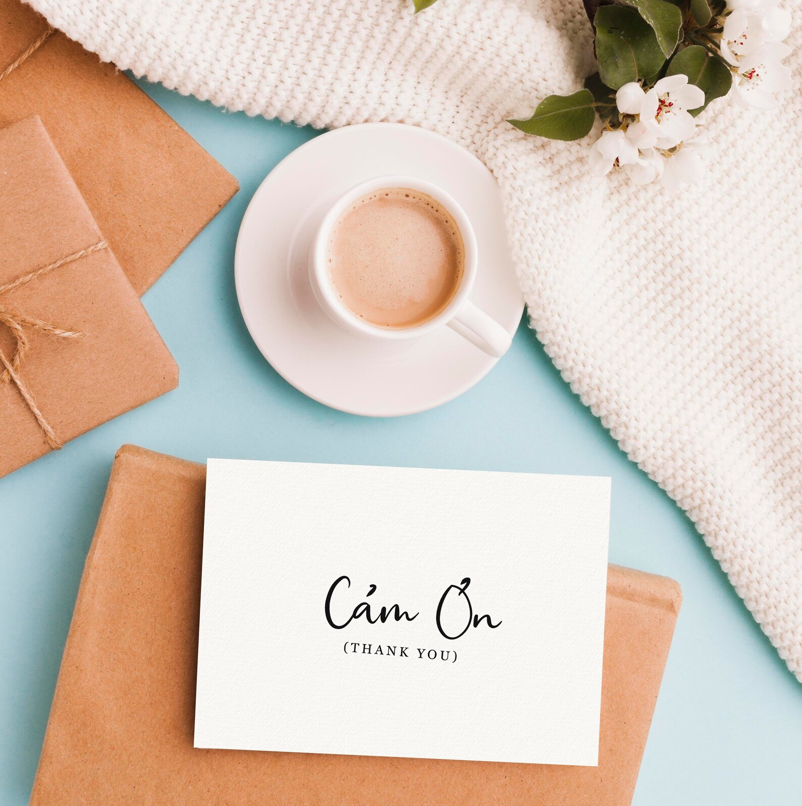 Cam on Thank You vietnamese Card Gold Foil,minimal Modern Design, Free Shipping Etsy