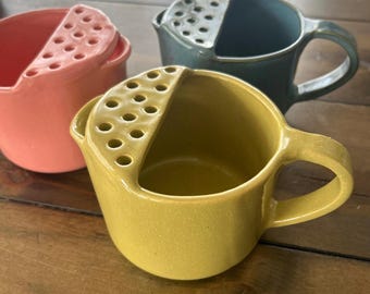 Handcrafted Ceramic Strainer for Berries, Nuts, Pasta, Herbs and Small Items - Stoneware