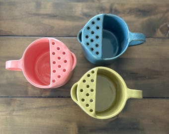 Second* Handcrafted Ceramic Strainer for Berries, Nuts, Pasta, Herbs and Small Items - Stoneware