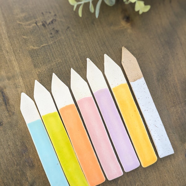 Ceramic Colorful Reusable Blank for Garden Markers/ Herb Stakes/ Vegetable and Fruits Tag for Writing Waterproof and Weather Resistant