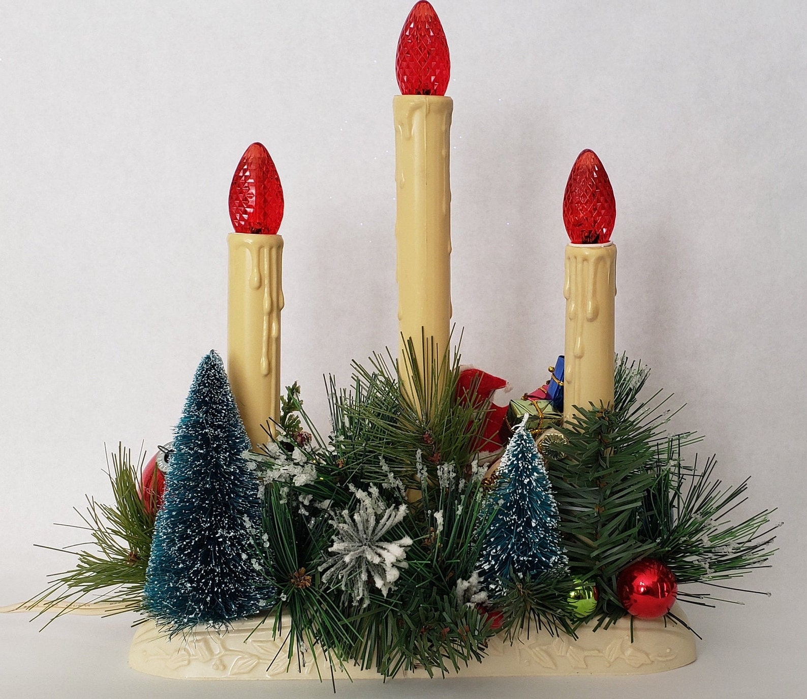 Christmas Candolier 3 Lights With Vintage Santa and Sleigh Etsy