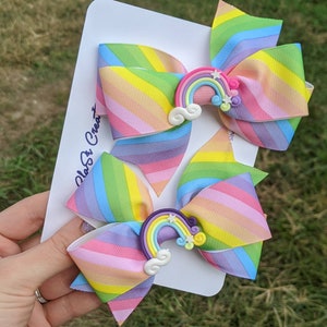 Hair Bows (Alligator Clip) Lollipop Hairbow, Rainbow bow, Unicorn Hairbow, Large Hair Bows, Little Girl Bow, Girl Hair Bows, Cheer Hairbow,