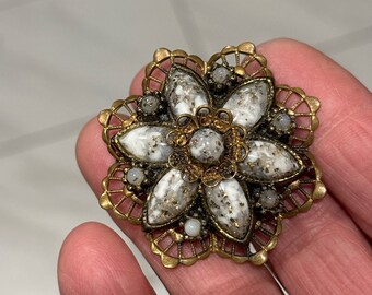 Broche cnrd moderne en pltine et or vec dimnts, c. 2000 En vente
