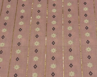 1970's Pink Stripe Cotton Fabric