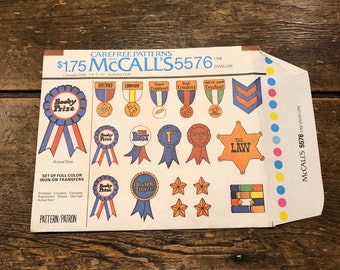 McCall's Pattern #5576 Cintas de premios e insignias Transferencias termoadhesivas