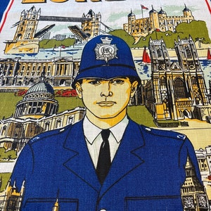 London Police Theme Linen Tea Towel