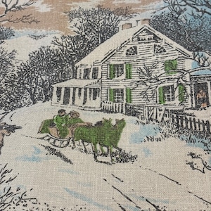 1968 Currier and Ives Calendar Towel