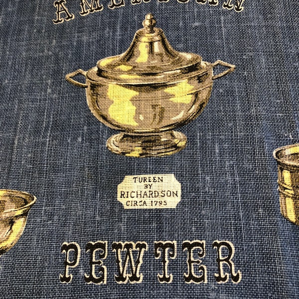 American Pewter Theme Linen Tea Towel