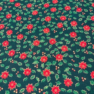 Christmas Poinsettia Themed Cotton Christmas Fabric