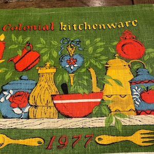 1977 Colonial Kitchenware Theme Calendar Towel image 1