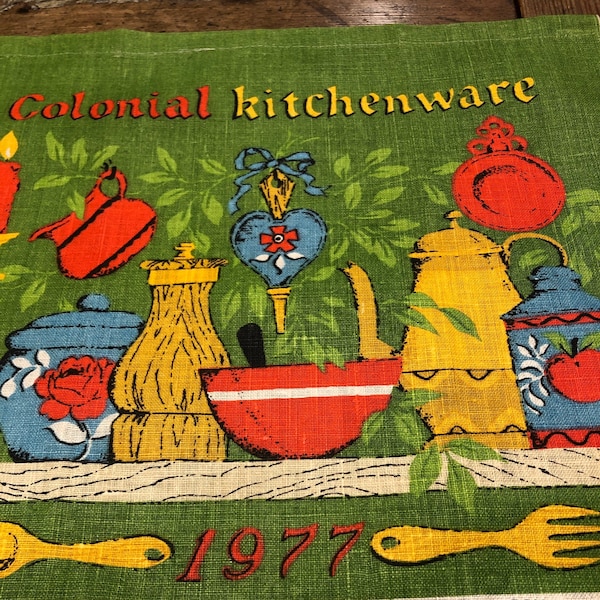 1977 Colonial Kitchenware Theme Calendar Towel