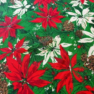 Cotton Christmas Poinsettia Tablecloth
