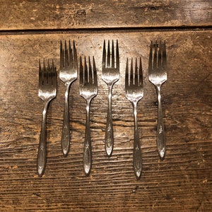 6 Silver Plate Salad Forks