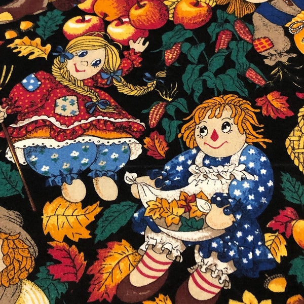 Tessuto di cotone a tema Raggedy Ann e Andy