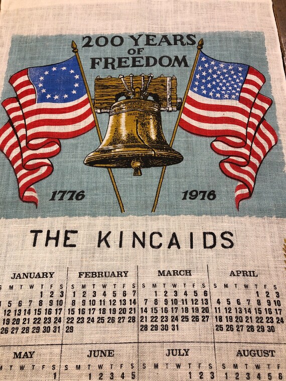 1976 Bicentennial Linen Calendar Tea Towel - Etsy Hong Kong