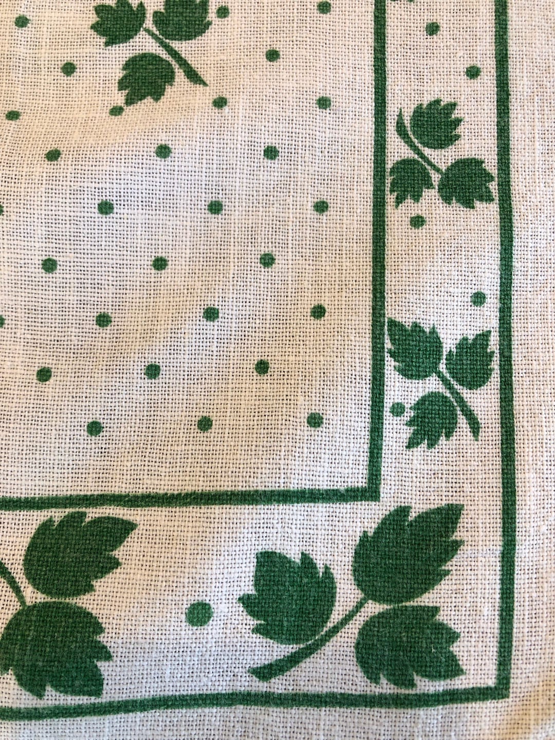 1970s Green and White Cotton Tea Towel Etsy