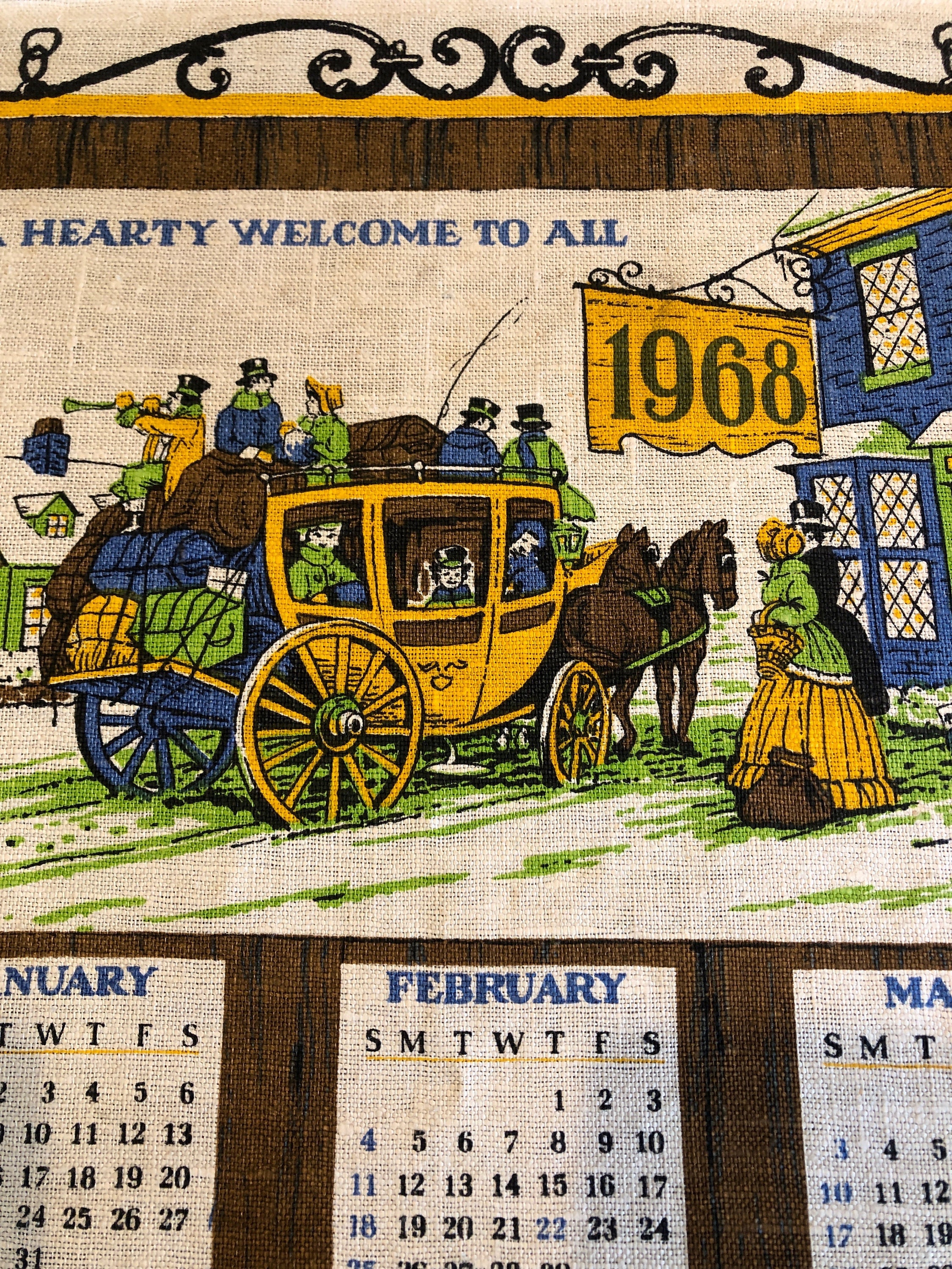 1968 Stagecoach Themed Calendar Towel - Etsy