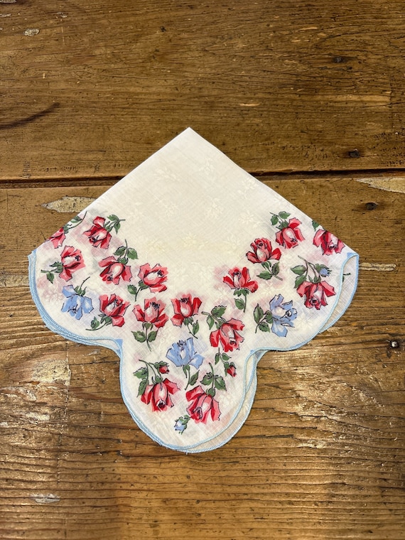 Rose Themed Cotton Handkerchief