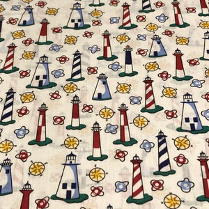 Lighthouse Theme Cotton Fabric