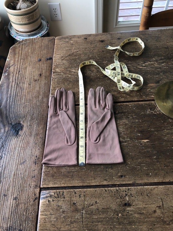 Pair Vintage Brown Nylon Gloves - image 2