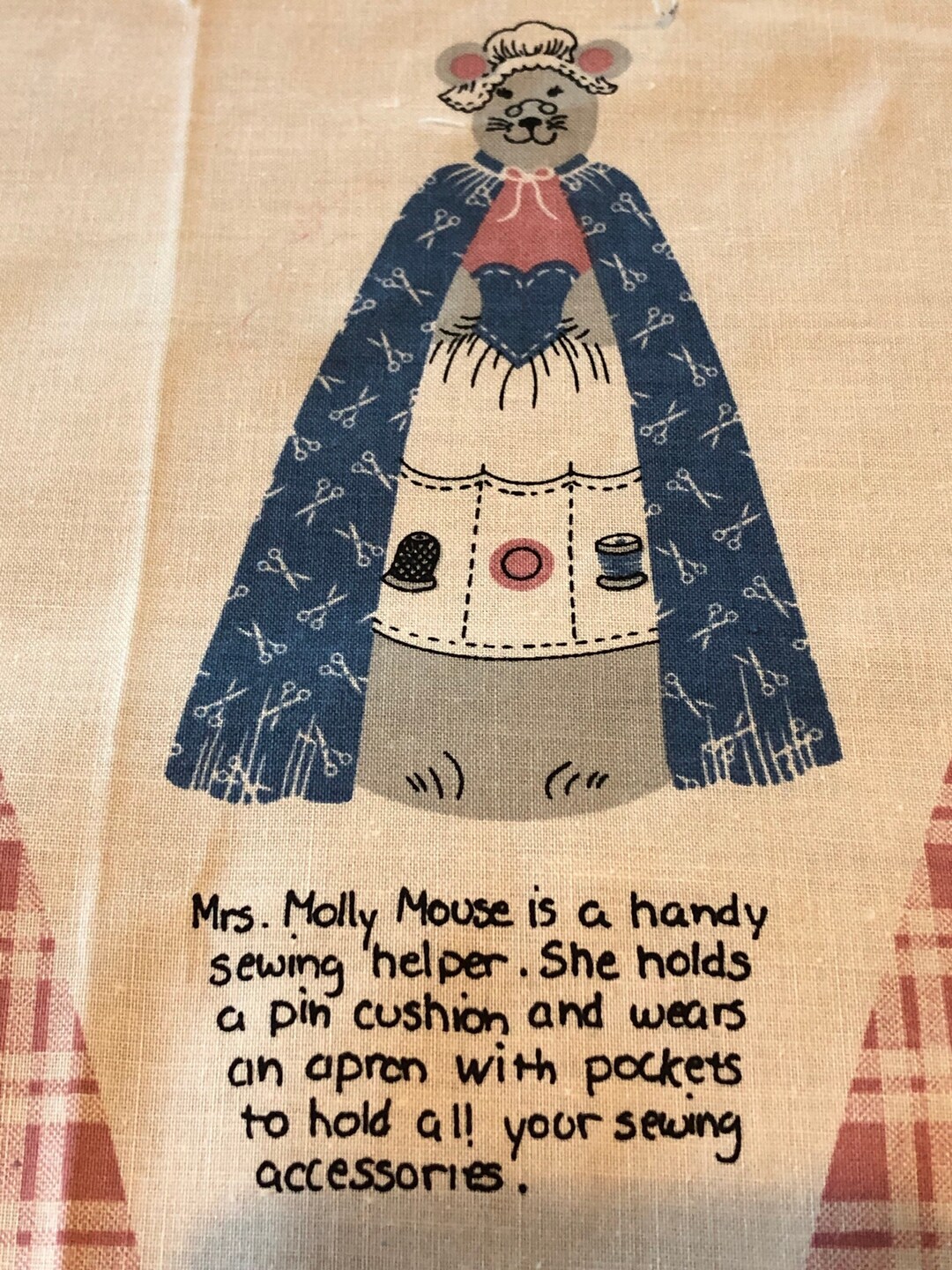 Mrs. Molly Mouse Sewing Helper Fabric Panel - Etsy