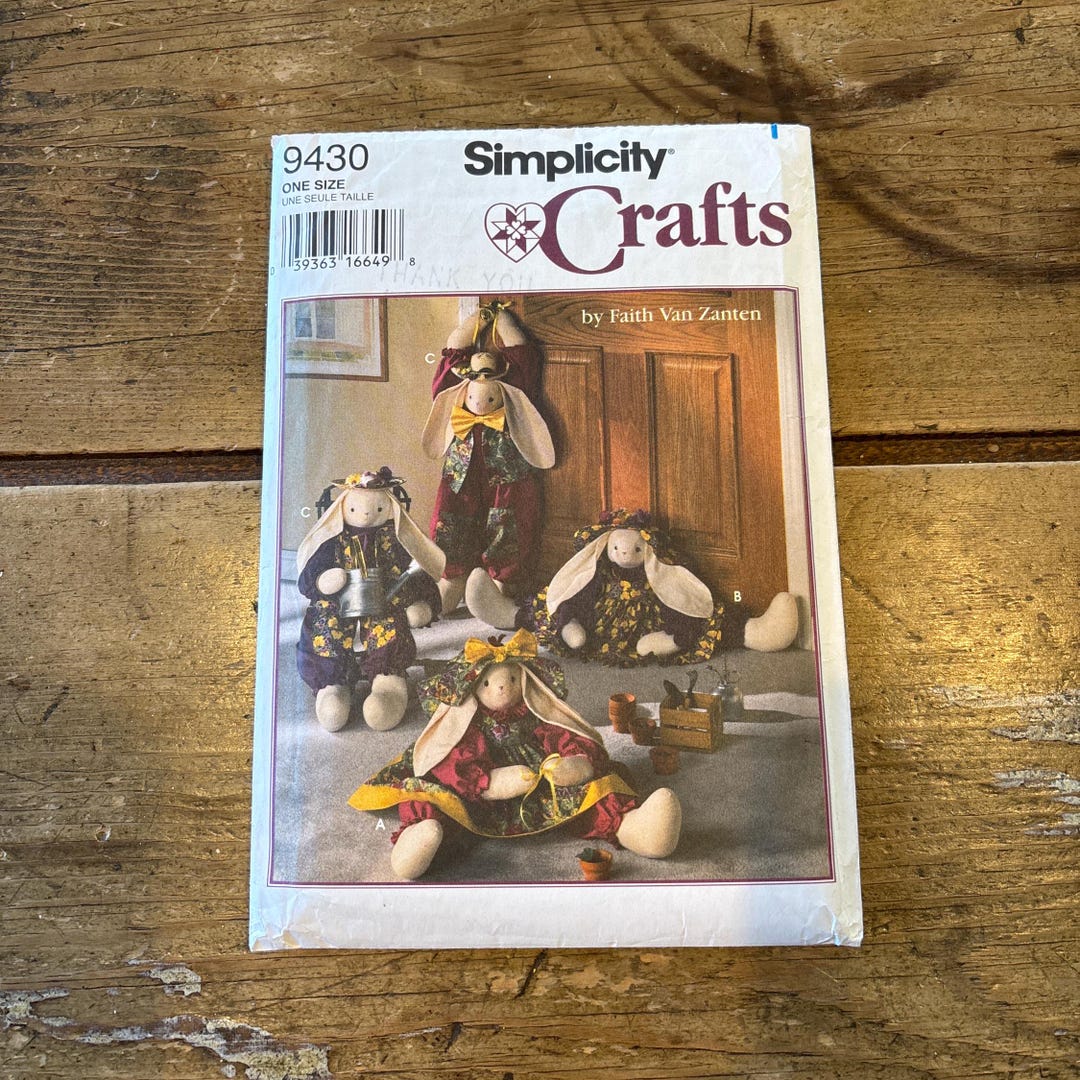 Simplicity Crafts Pattern #9430 Draftstopper or Decorative Bunny and ...