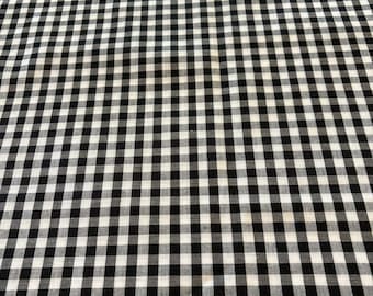 Black Gingham Checked Cotton Fabric