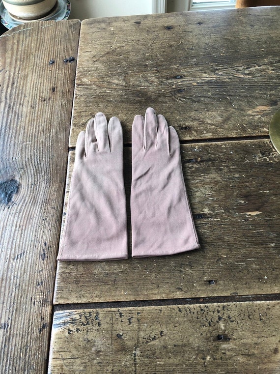 Pair Vintage Brown Nylon Gloves - image 1