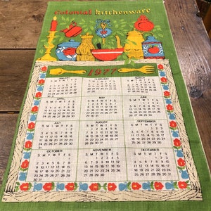 1977 Colonial Kitchenware Theme Calendar Towel image 2