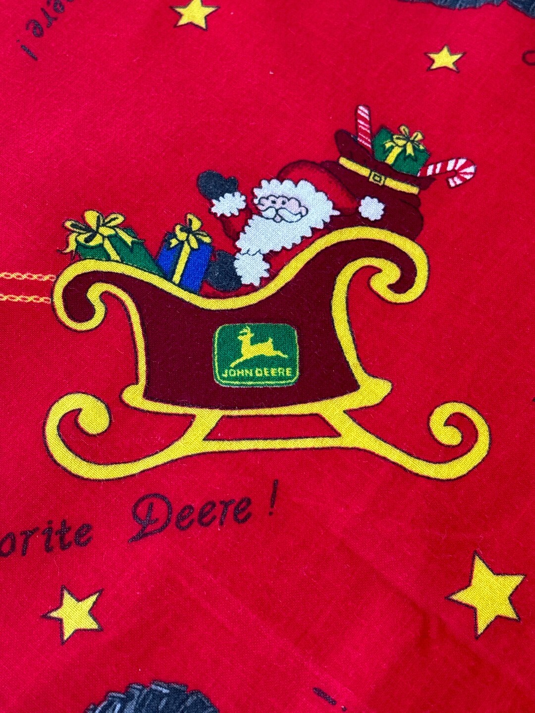 John Deere Christmas Theme Cotton Fabric Etsy