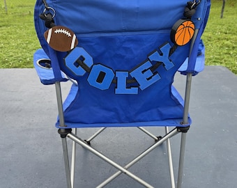 Personalized Sports Chair Charm - Custom Name, Letters & Numbers