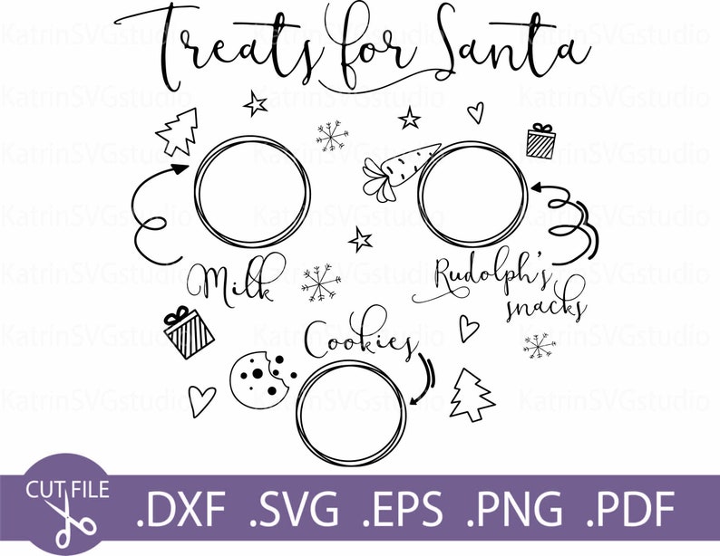 Treats For Santa Svg Santa Plate Svg Cookies For Santa Tray Svg Dear