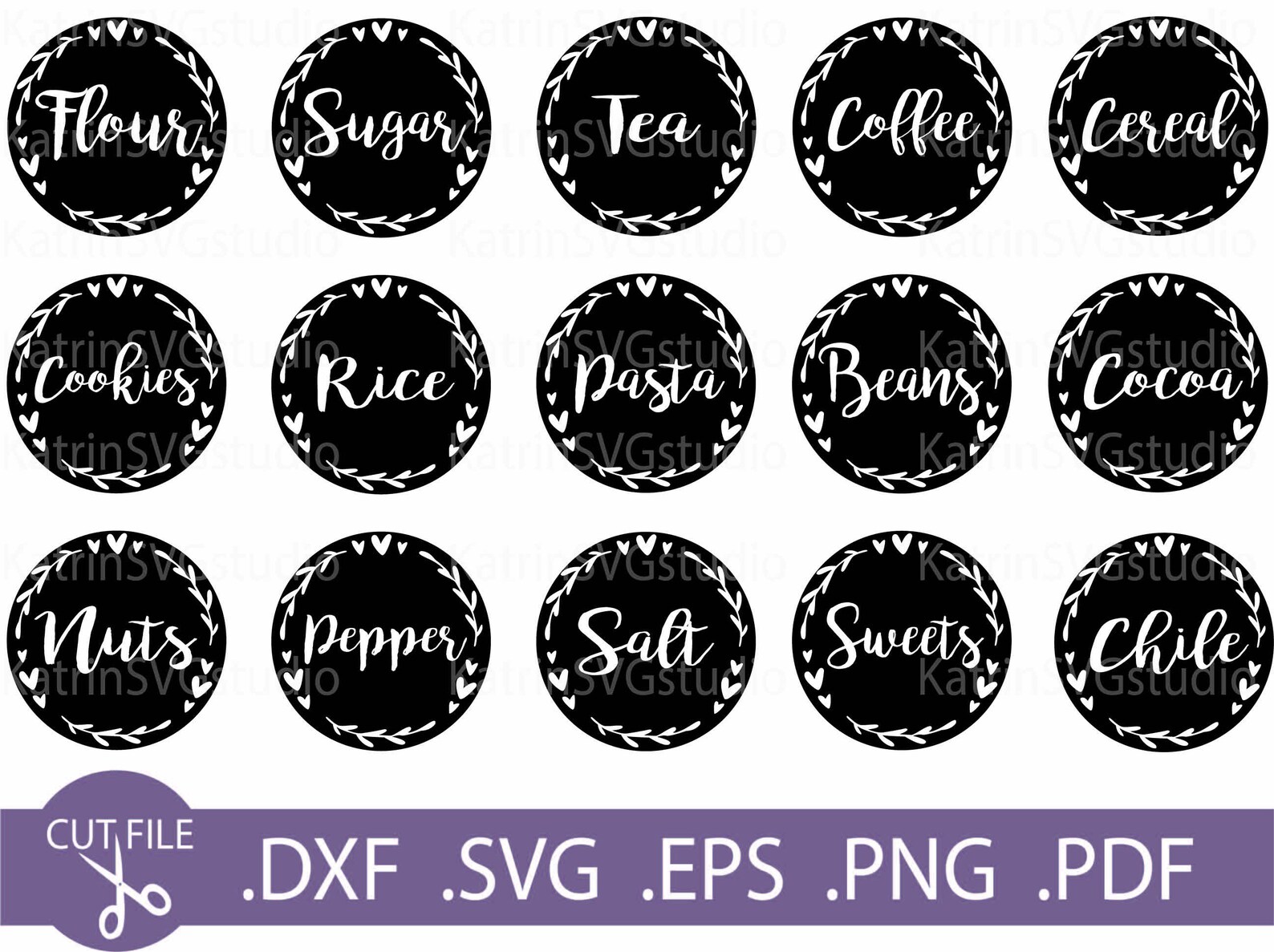 black kitchen labels svg pantry labels bundle svg pantry svg etsy