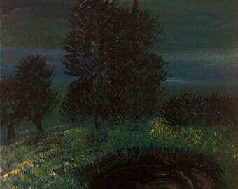 Bewölkte Nacht - Original Acrylgemälde