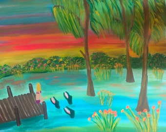 Don&#39;t Feed the Gators - Pintura acrílica original