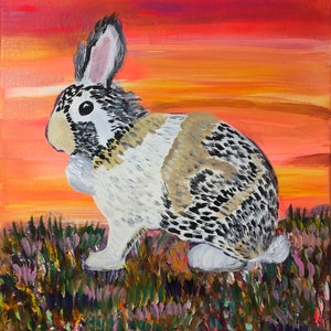 Rabbit at Sunset - Original Acrylic Painting
