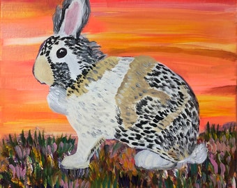 Rabbit at Sunset - Original Acrylic Painting